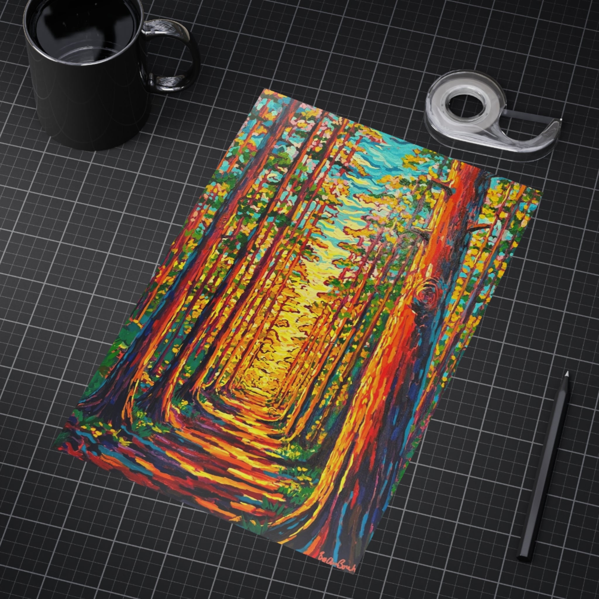 The Light Through the Forest Print — Vibrant Colorful Landscape Unframed Print
