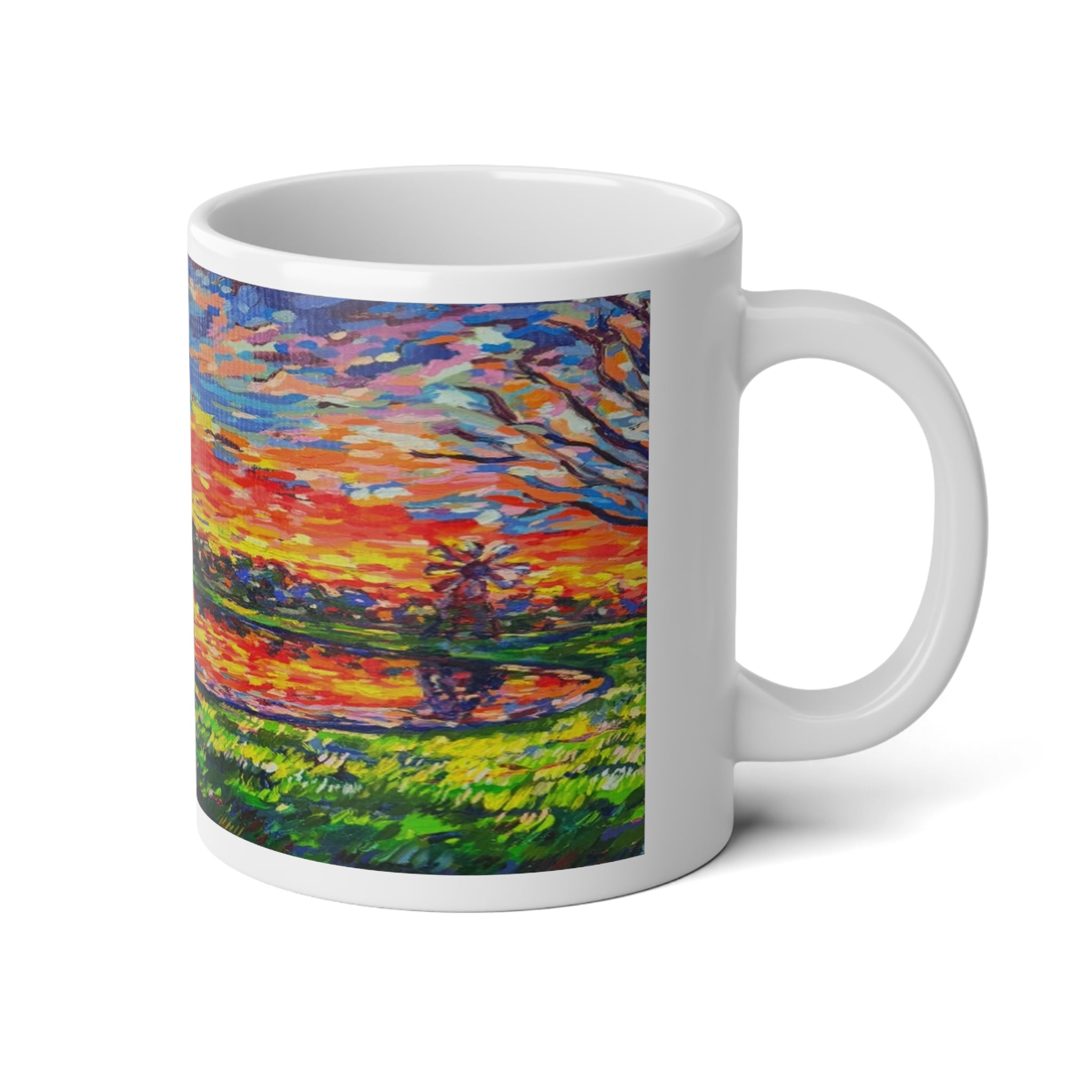 Reflections at Dusk Mug — 20oz Colorful Impressionist Sunset Landscape Coffee Cup