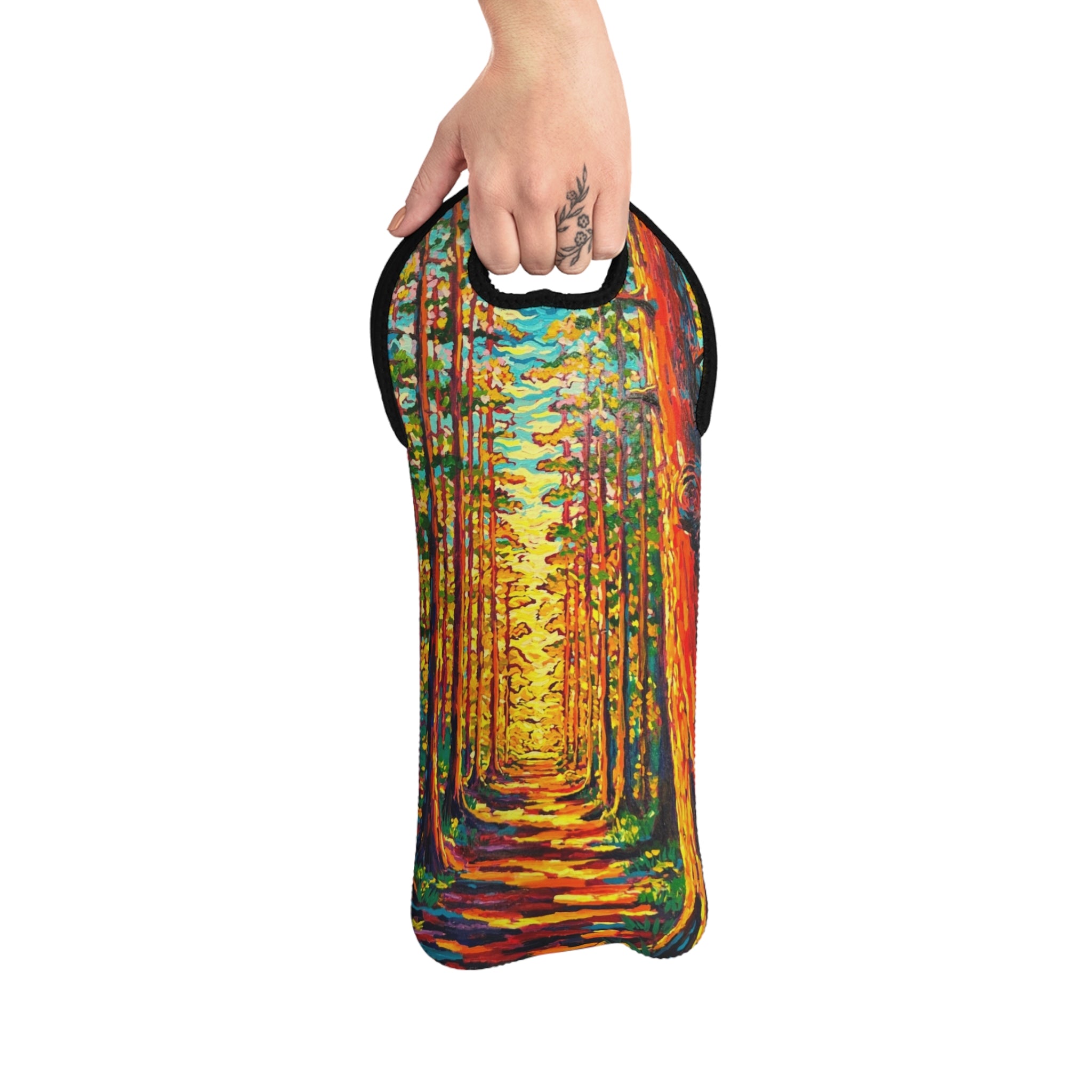 The Light Through the Forest Wine Tote — Neoprene Bottle Carrier