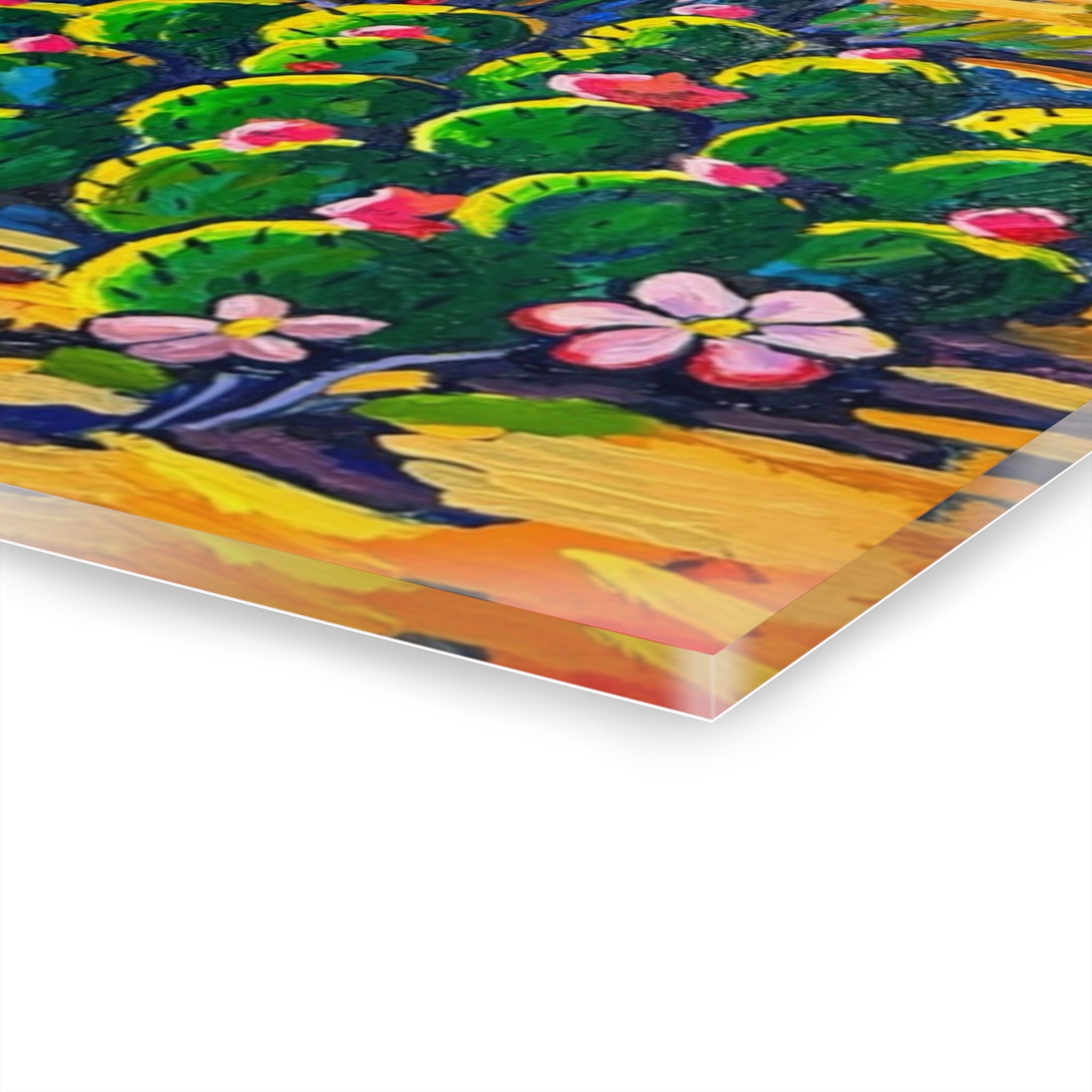 Saguaro Cacti Scene Acrylic Wall Art — Vibrant Southwestern Cactus Print (French Cleat)