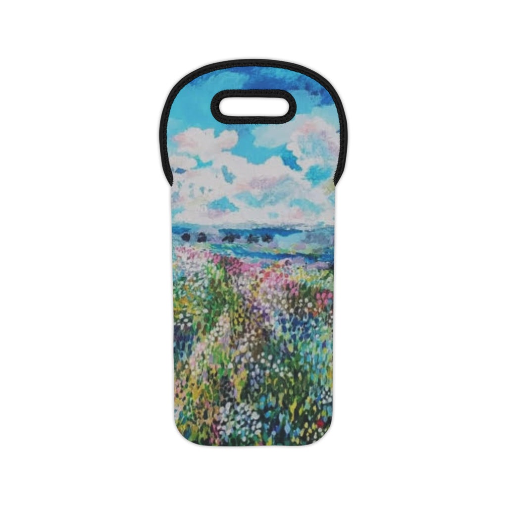 Meadow in Spring Wine Tote — Impressionist Wildflower Meadow Design