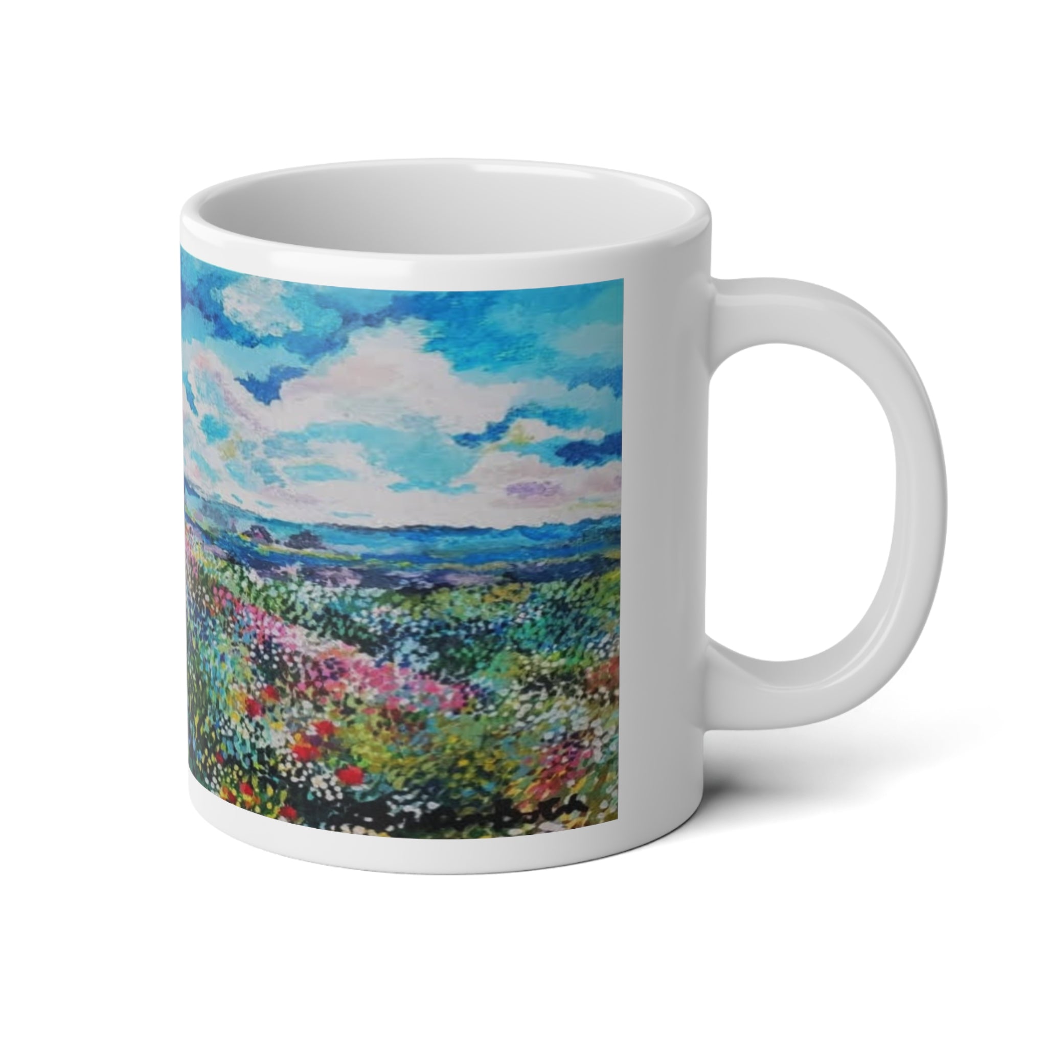 Meadow in Spring Mug — 20oz Impressionist Floral Landscape Coffee Cup