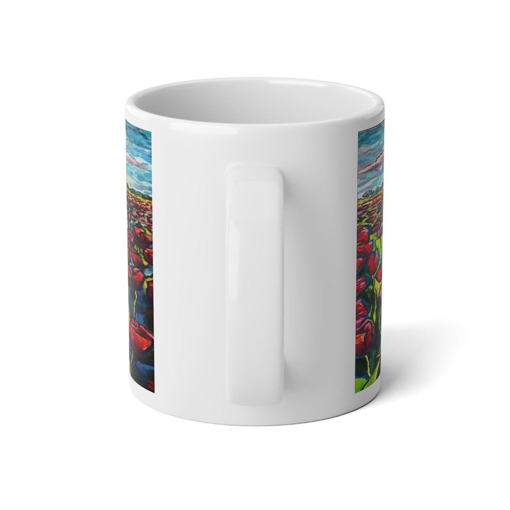 Endless Tulips Mug — 20oz Vibrant Red Tulip Field Coffee Cup