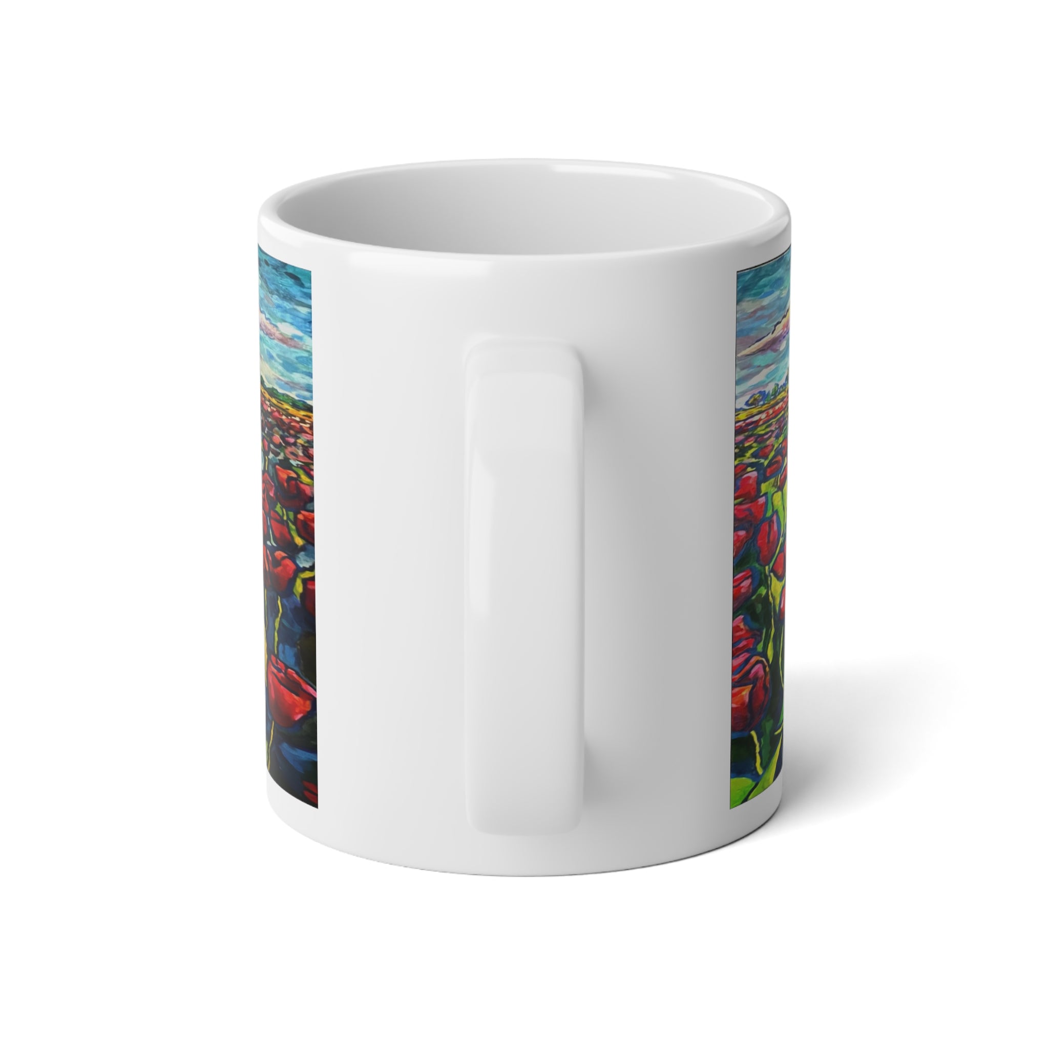 Endless Tulips Mug — 20oz Vibrant Red Tulip Field Coffee Cup