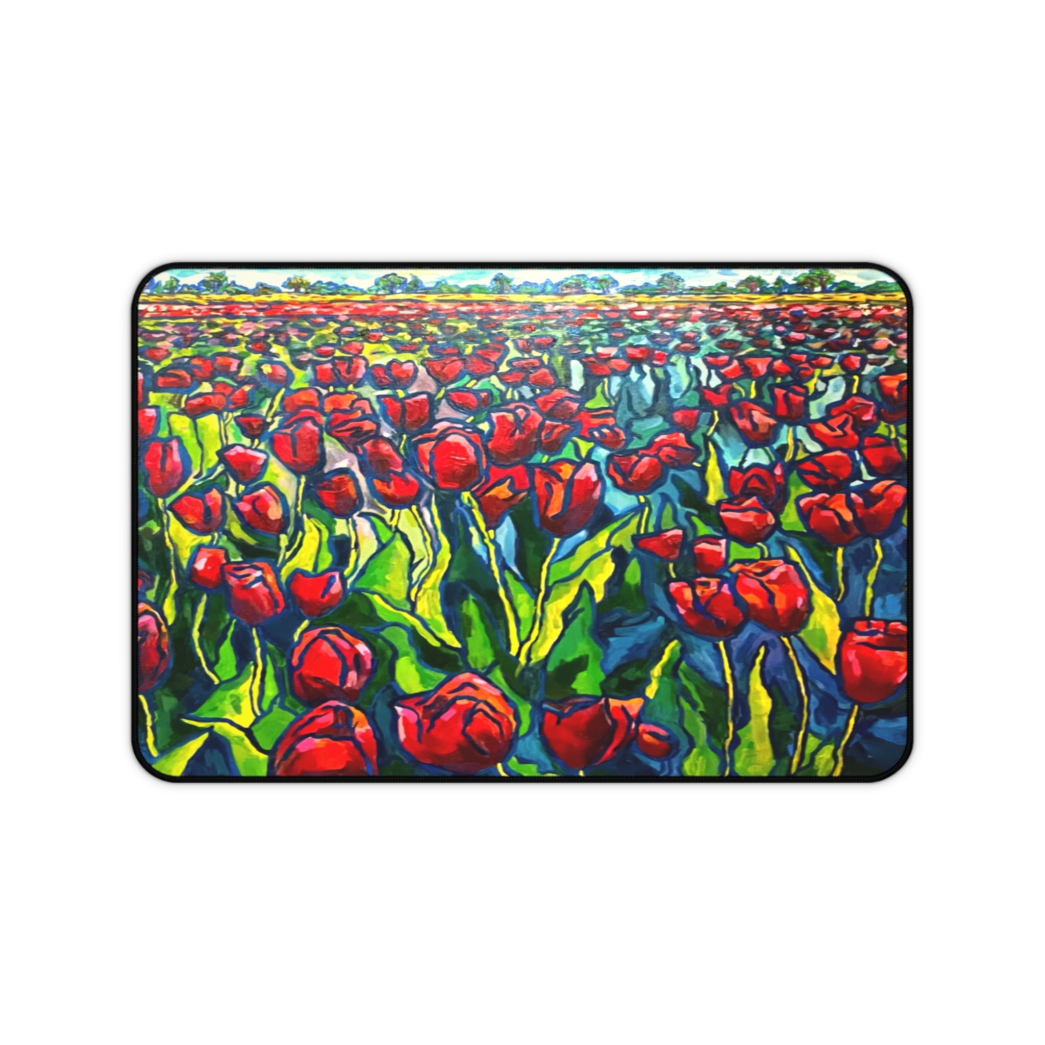 Endless Tulips Desk Mat — Vibrant Red Tulip Mouse Pad for Home Office & Gifts