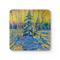 Winter's Light Cork Coaster Set — Colorful Landscape Drink Coasters