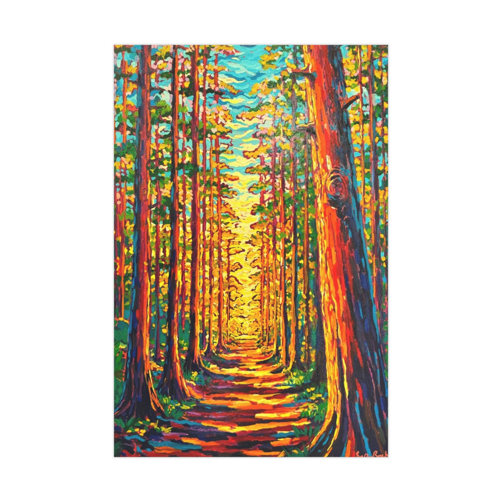 The Light Through the Forest Print — Vibrant Colorful Landscape Unframed Print