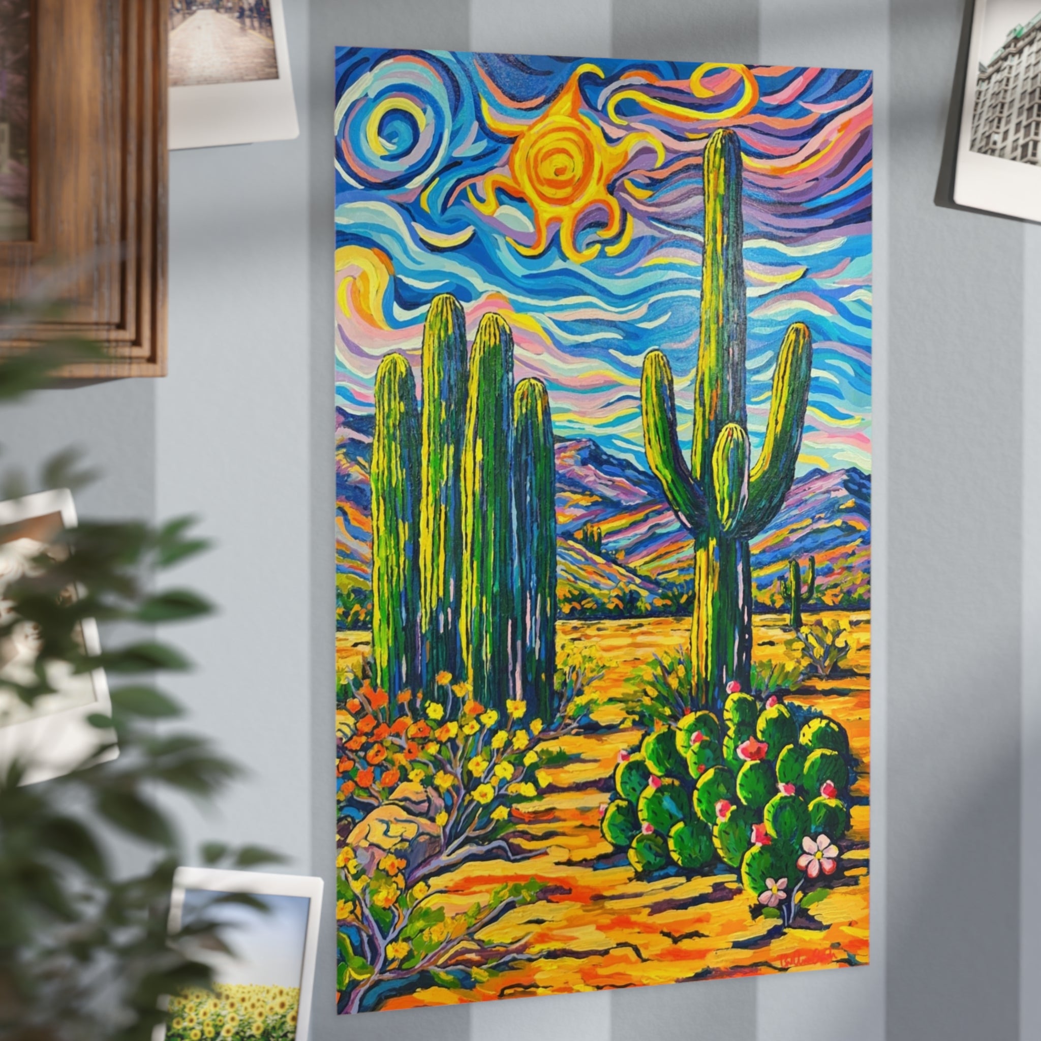 Saguaro Cacti Scene Art Print — Landscape Unframed Print