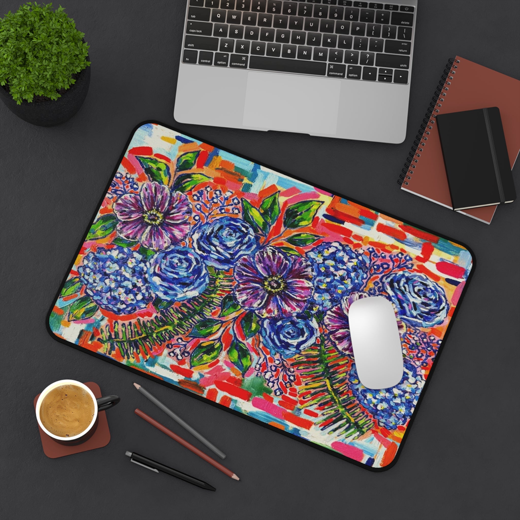 Love Blooms Desk Pad— Vibrant Hand-Painted Bouquet DeskPad