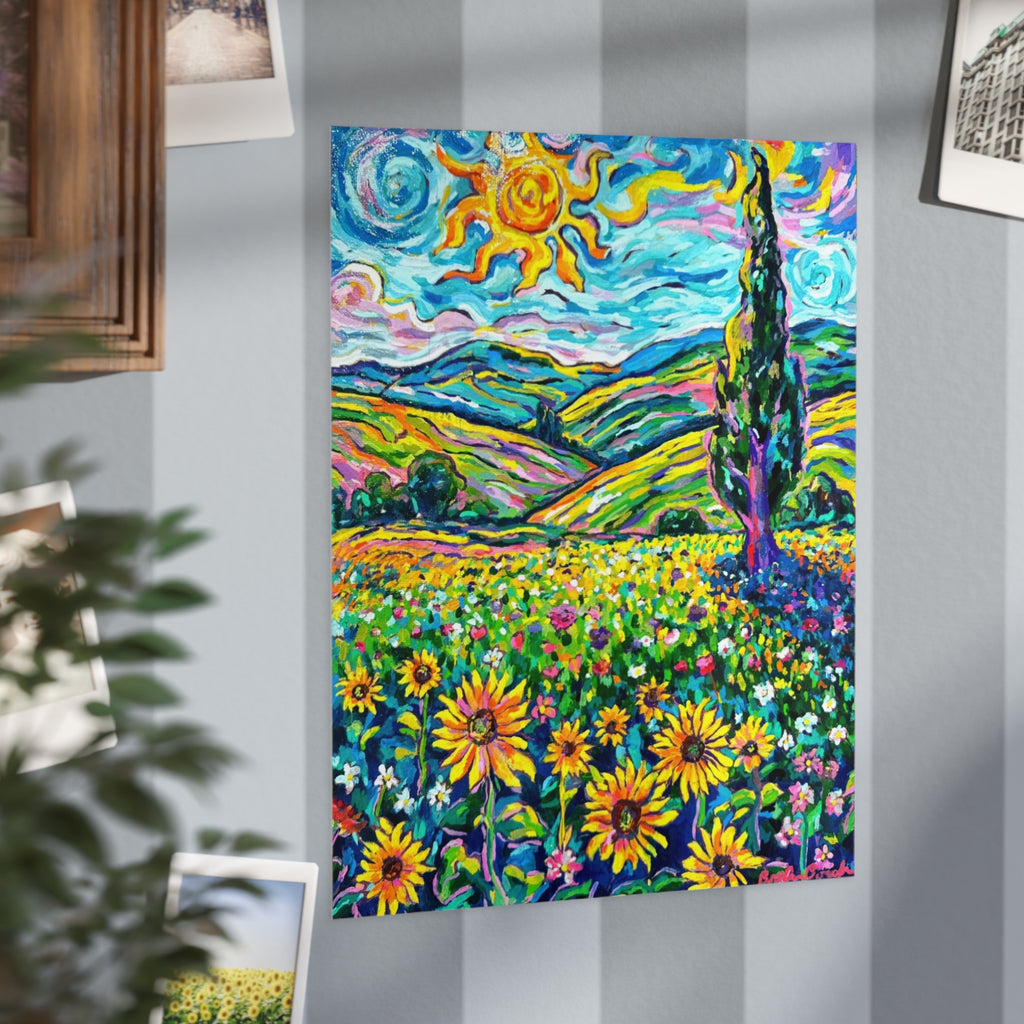 Whimsy Field Art Print — Vibrant Colorful Landscape Unframed Print