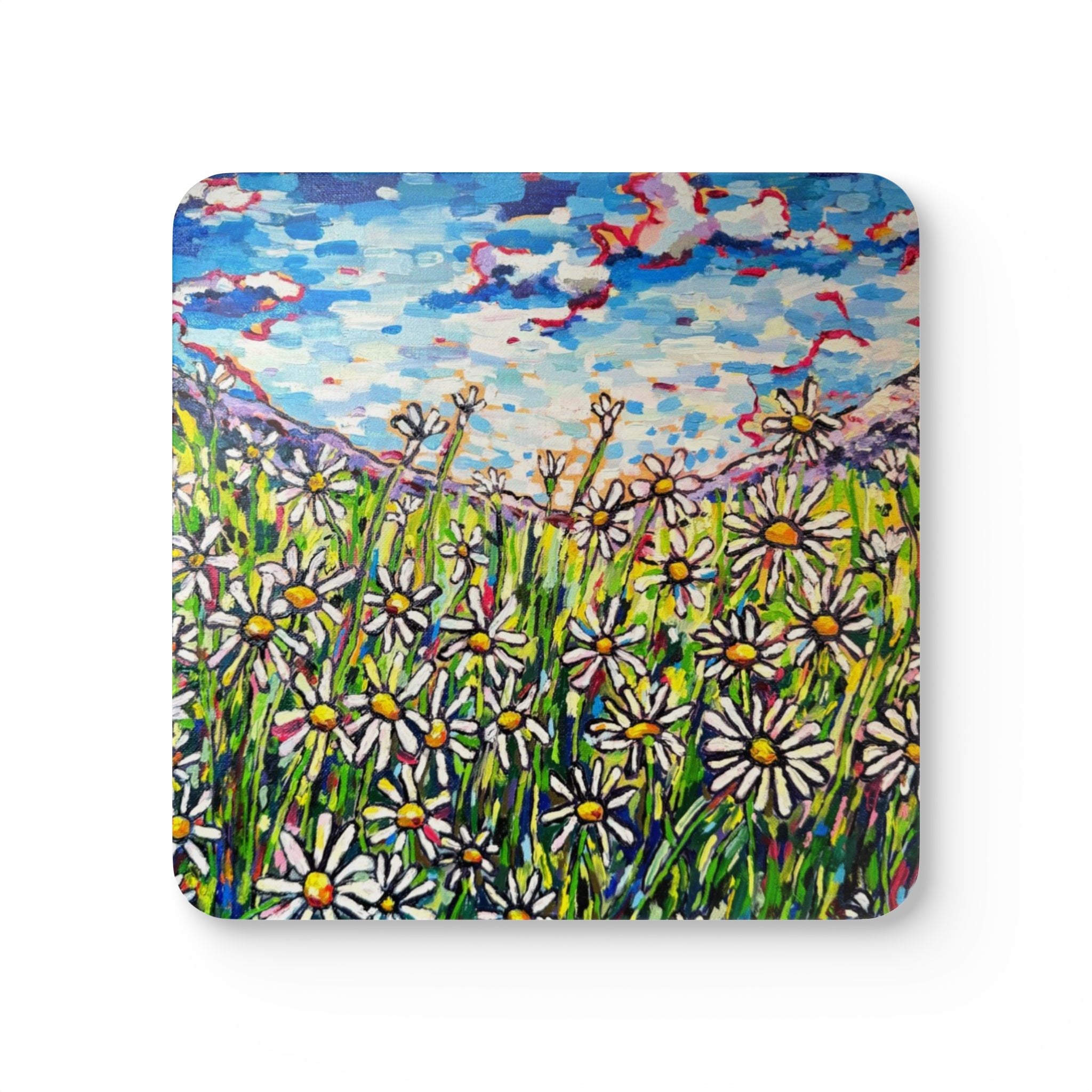 Mother's Love Cork Coaster Set — Hand-Painted Floral Drink Coasters
