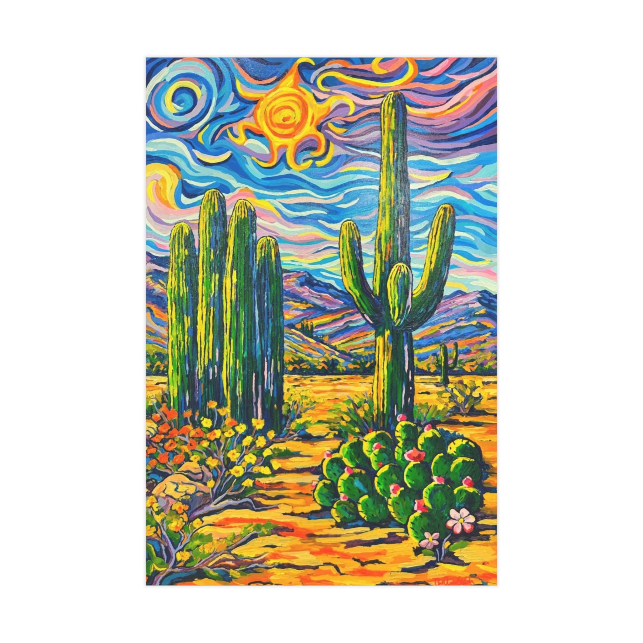 Saguaro Cacti Scene Art Print — Landscape Unframed Print