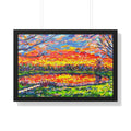 Reflections at Dusk Framed Poster — Vibrant Impressionist Sunset Lake Wall Art