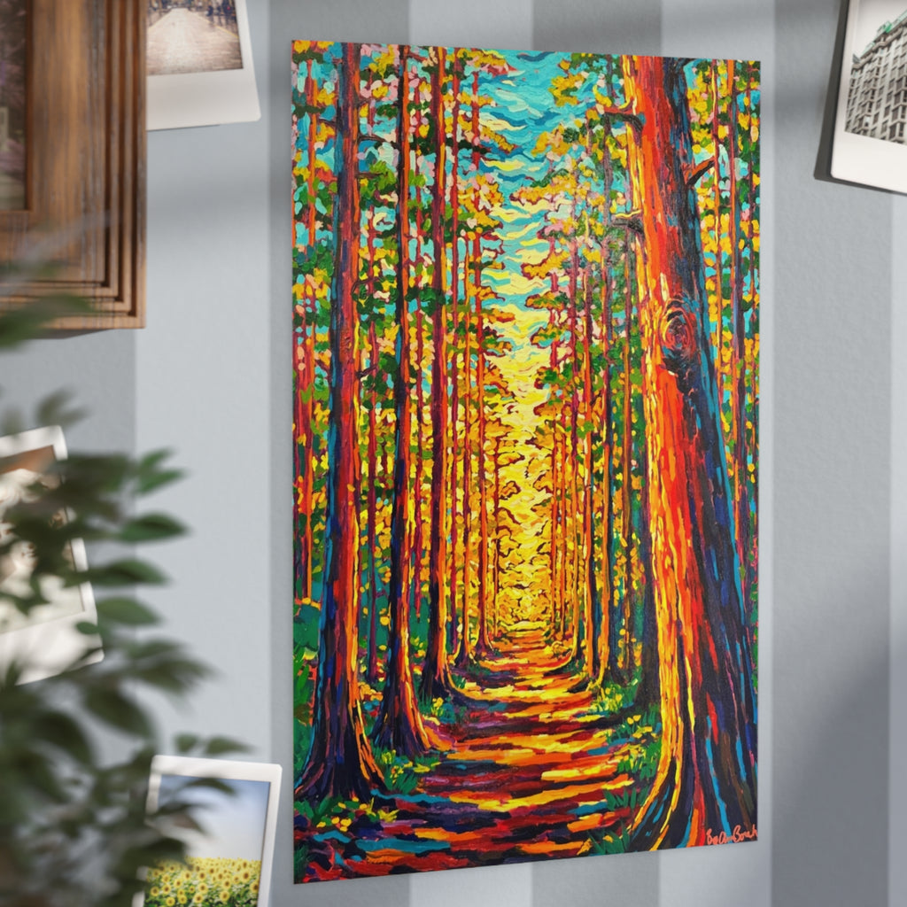 The Light Through the Forest Print — Vibrant Colorful Landscape Unframed Print