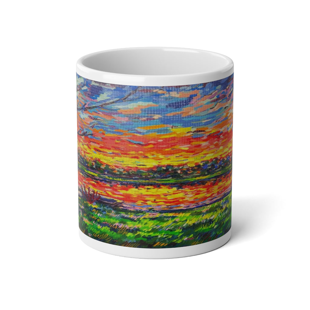 Reflections at Dusk Mug — 20oz Colorful Impressionist Sunset Landscape Coffee Cup