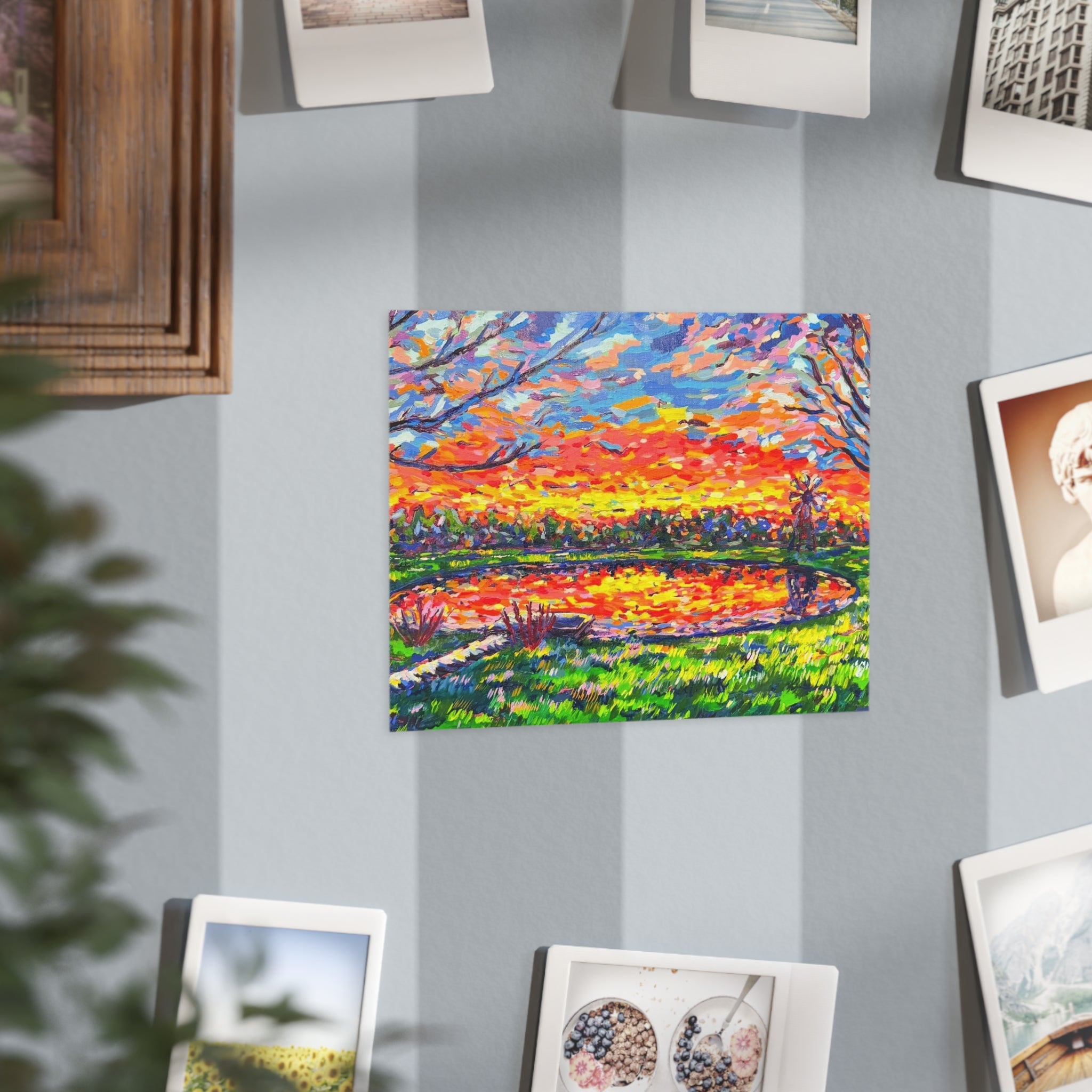 Reflections at Dusk Print — Colorful Impressionist Landscape Unframed Art