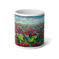 Endless Tulips Mug — 20oz Vibrant Red Tulip Field Coffee Cup