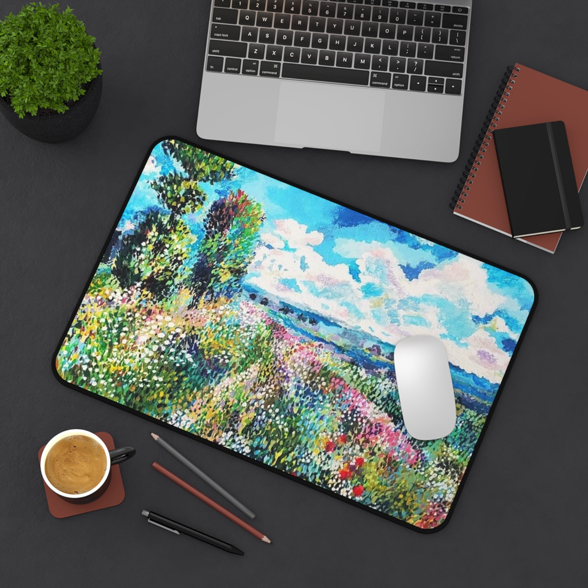 Meadow in Spring Desk Pad- Impressionist Meadow Desk Mat