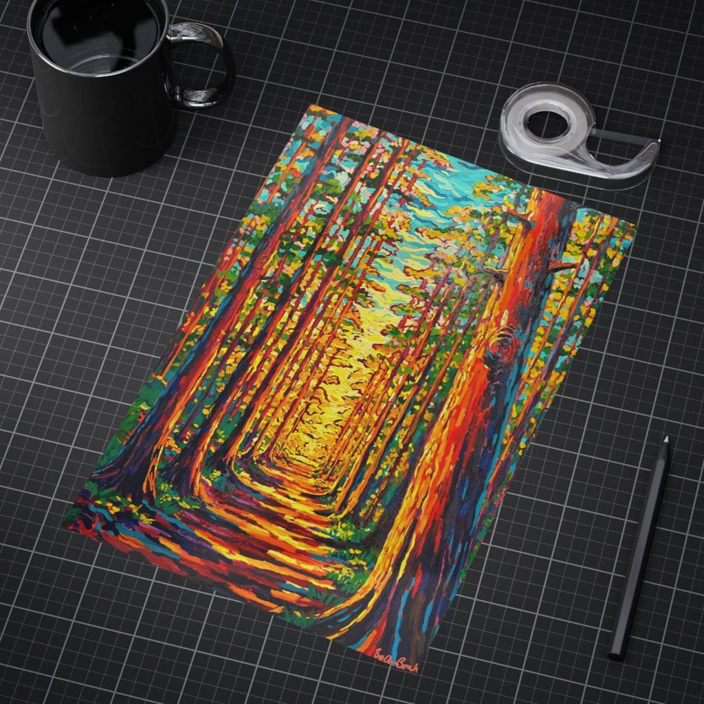 The Light Through the Forest Print — Vibrant Colorful Landscape Unframed Print