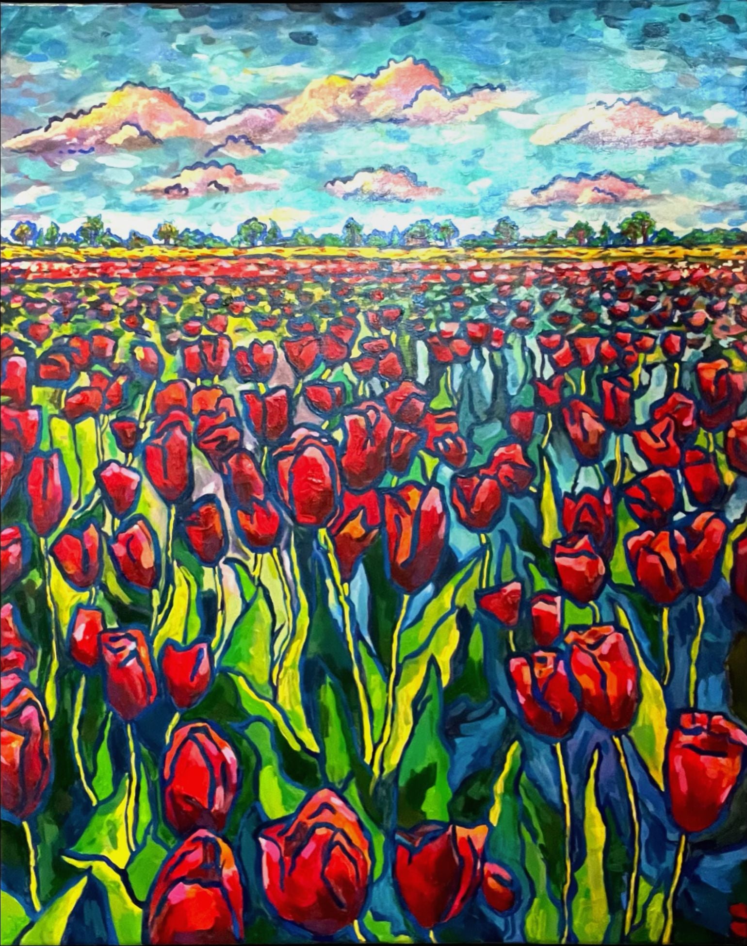 Endless Tulips - Original Acrylic Painting